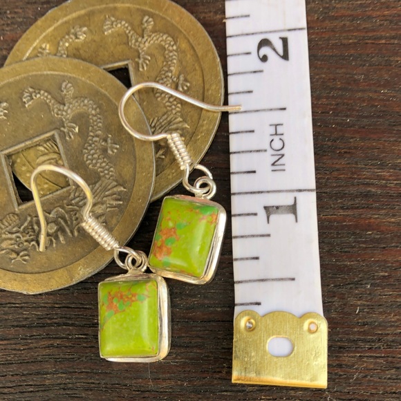 ✨GREEN COPPER TURQUOISE DANGLE EARRINGS✨ - Picture 5 of 6